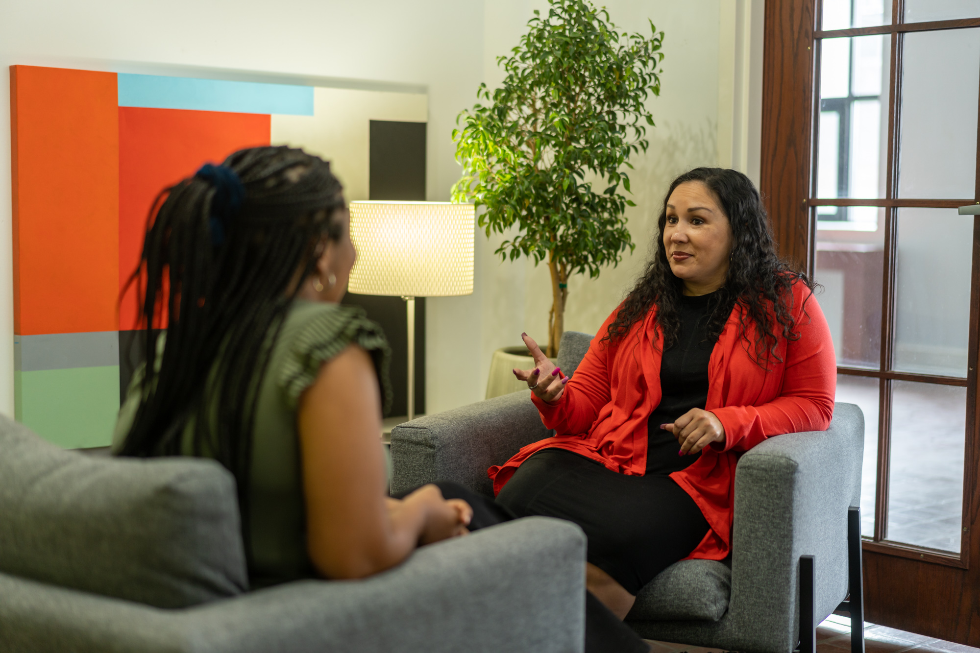 Unison therapist talking with adult client